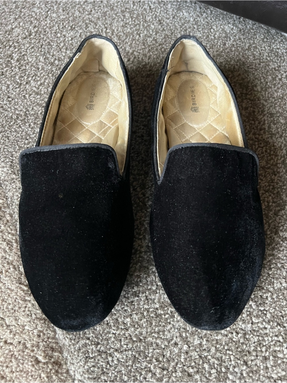 Birdies Black Velvet Slip-On Loafers - 9